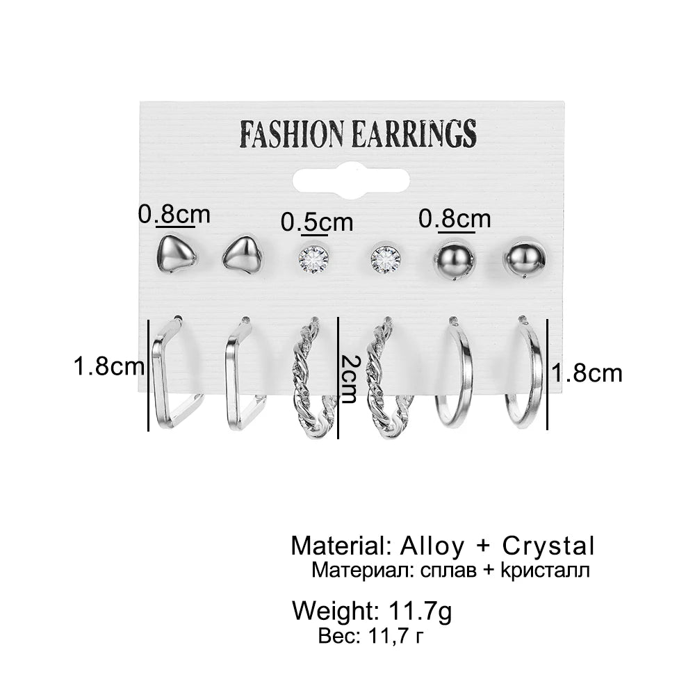 DAXI 2023 Daily Jewelry Make You Fashionable Simple Temperament Crystal Claw  Pearl Metal Stud Earrings Set