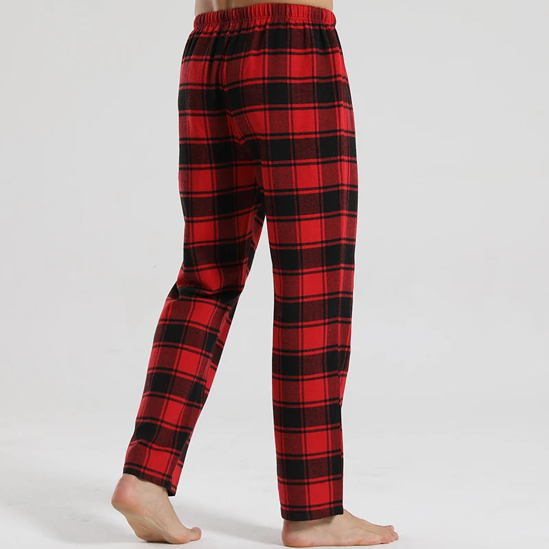 Fashion Casual Checked Red Tartan Pajama Pants Soft Comfortable Elastic Waistband New Men's Checkered Sleepwear Home Lounge Pant