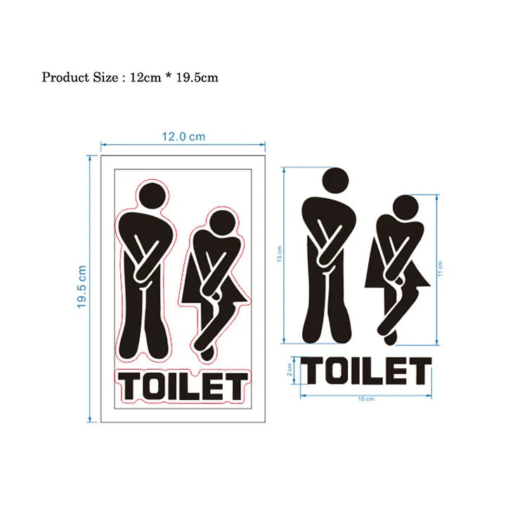 2Pcs Creative Funny Toilet Wall/Door Stickers Bathroom Decoration Vinyl Home Decor Decals Waterproof Poster Wallpaper On Wall