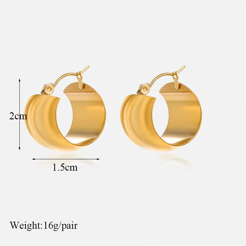 EILIECK 316L Stainless Steel Metal Hollow Hoop Huggie Earrings For Women High-quality Fashion Gold Color Ear Jewelry Accessories