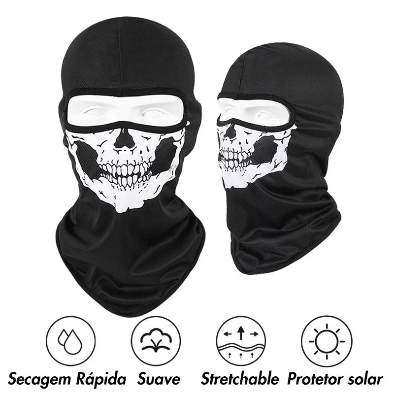 Bicycle Balaclava Full Face Mask Skull Print Motorcycle Full Face Mask Windproof Skiing Head Neck Warmer Bicycle Helmet Liner