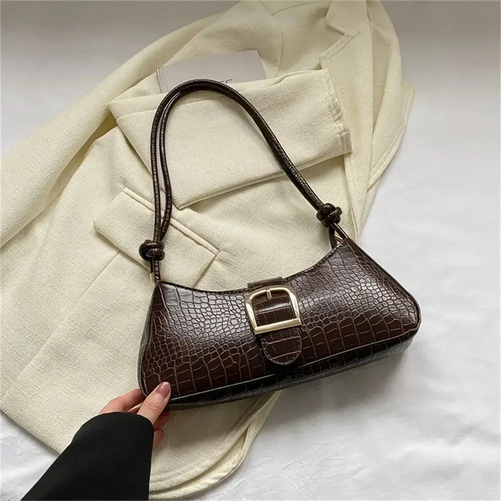 2024 New Fashion Solid Color French Small Hand Baguette Bag French Texture Popular Bag White Underarm Bag Female