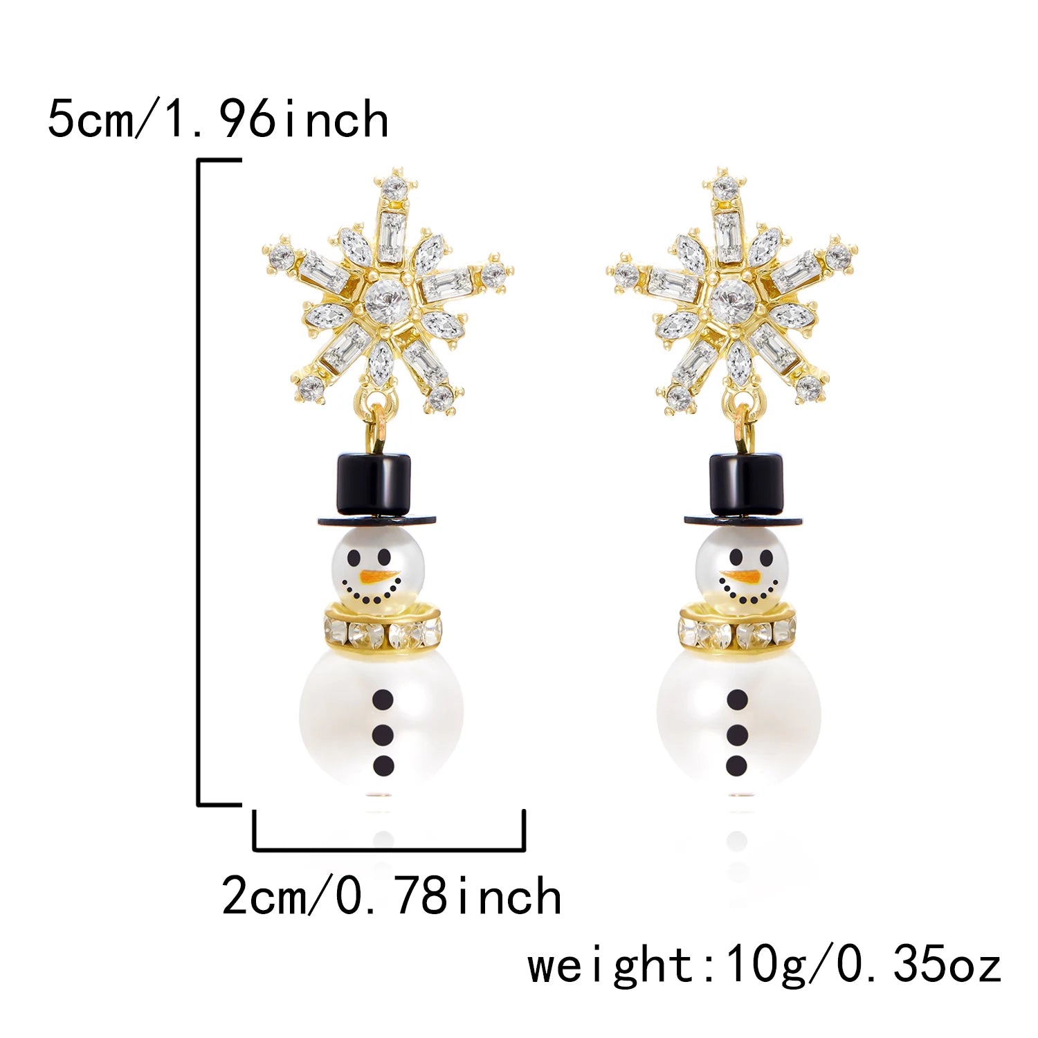 Fashion Christmas Snowman Snowflake Hoop Earrings For Women Pearl Crystal Piecring Cute Xmas Ear Jewelry New Year Gift