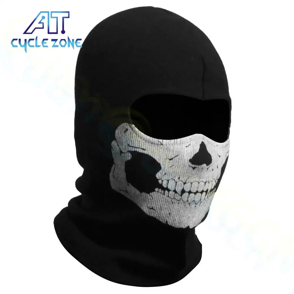 Bicycle Balaclava Full Face Mask Skull Print Motorcycle Full Face Mask Windproof Skiing Head Neck Warmer Bicycle Helmet Liner