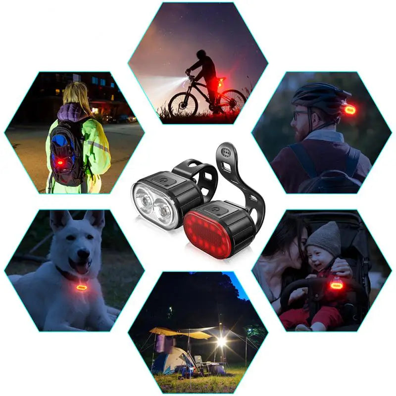 Cycling Bicycle Front Rear Light Set Bike USB Charge Headlight Light MTB Waterproof Taillight LED Lantern Bike Parts