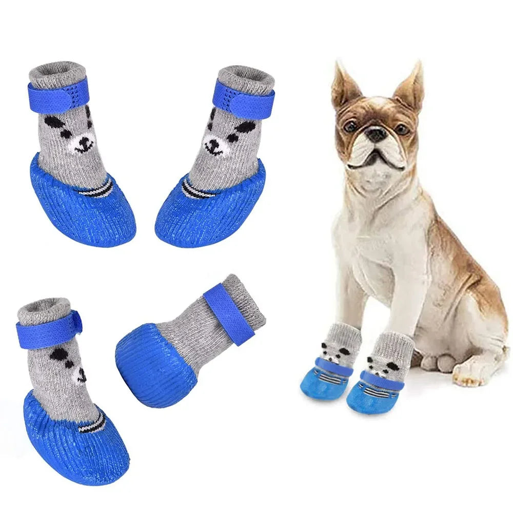 Anti-Slip Dog Socks Waterproof Shoes Socks for Dogs Socks Non-Slip Soles Adjustable Small Dog Paw Protector for Outdoor Indoor