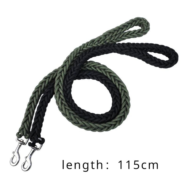 Large Dog Leash Traction Rope with Heavy Duty Buckle Hand-knitted Strong Durable Nylon Braided Leashes for Medium Big Dogs Bully