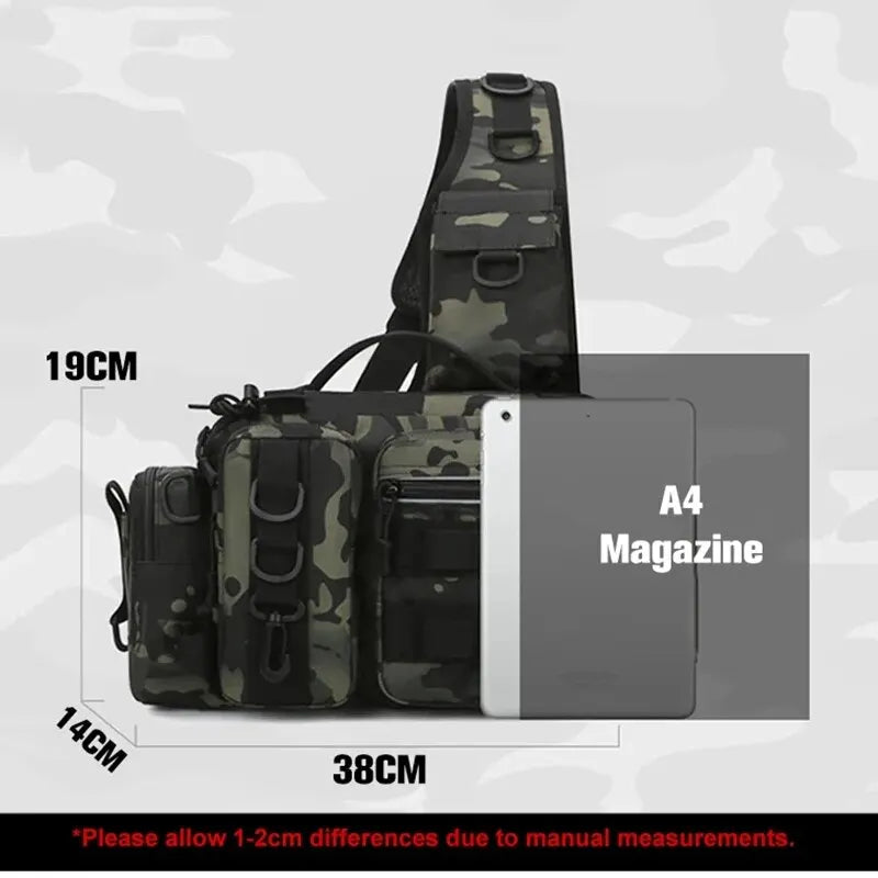 Fishing Tackle Backpack Lure Box Gear Storage Bag Fanny Pack for Men Fly Fishing Backpack with Rod Holder Sling Shoulder Bag