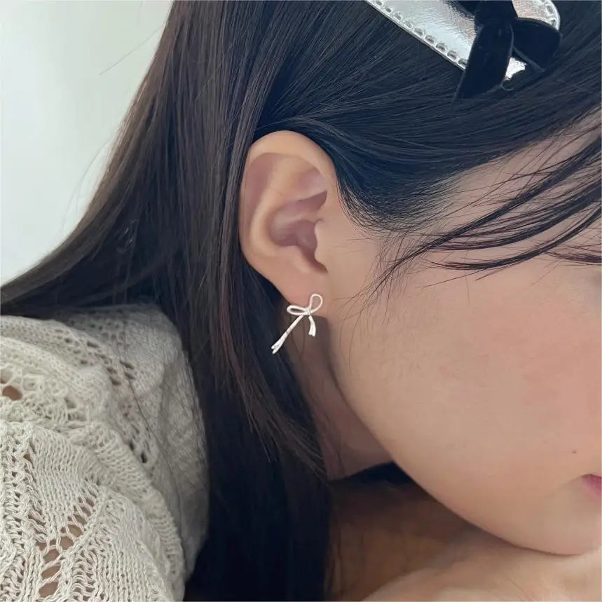 18K Gold Plated Y2K Bow Earrings For Women Stud Nail Fashion Cute Jewelry Piercing Ear Accessories Christmas Gift Aretes