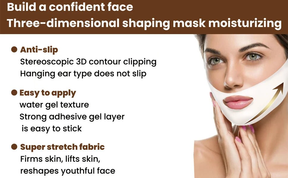 V Shaped Slimming Face Mask 5pcs Double Chin Reducer Strap Chin Contour Firming Tightening Strap Face V Line Lifting Mask