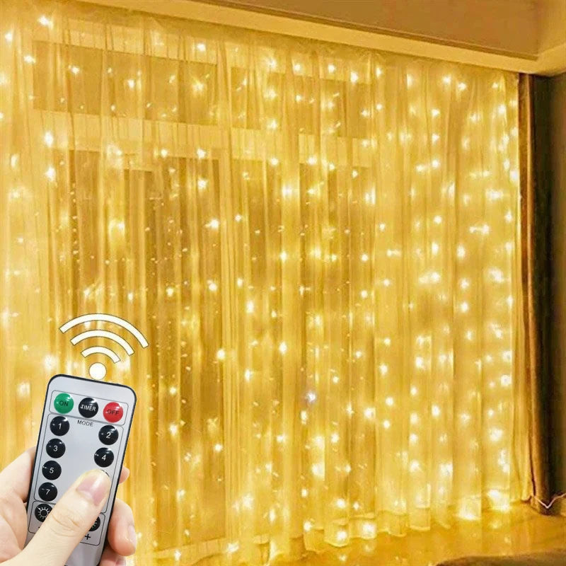 3/4/6M USB LED Curtain 8Modes Remote Control String Lights Holiday Wedding Fairy Garland Lights For Bedroom Living Room Decor