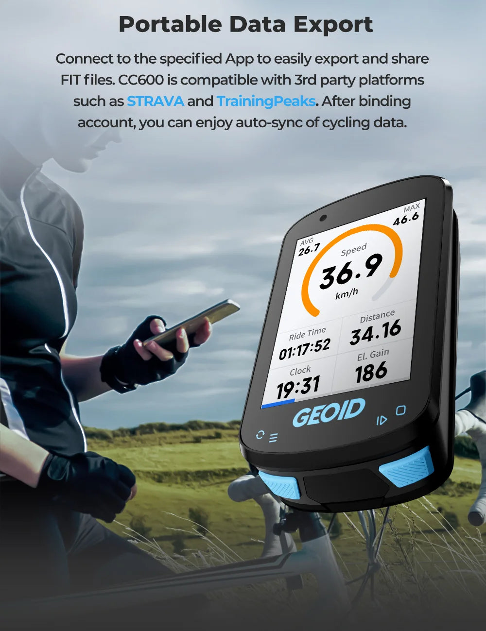 GEOID CC600 Bike Computer Wireless Smart Navigation Bicycle Speedometer Automatical WIFI ANT Odometer IPX7