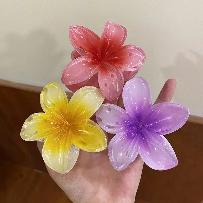 2024 New Fashion Women Flower Hair Clips Vacation Bohemia Egg Flower Hair Clips Barrettes Girls Large Hairpins Hair Accessories