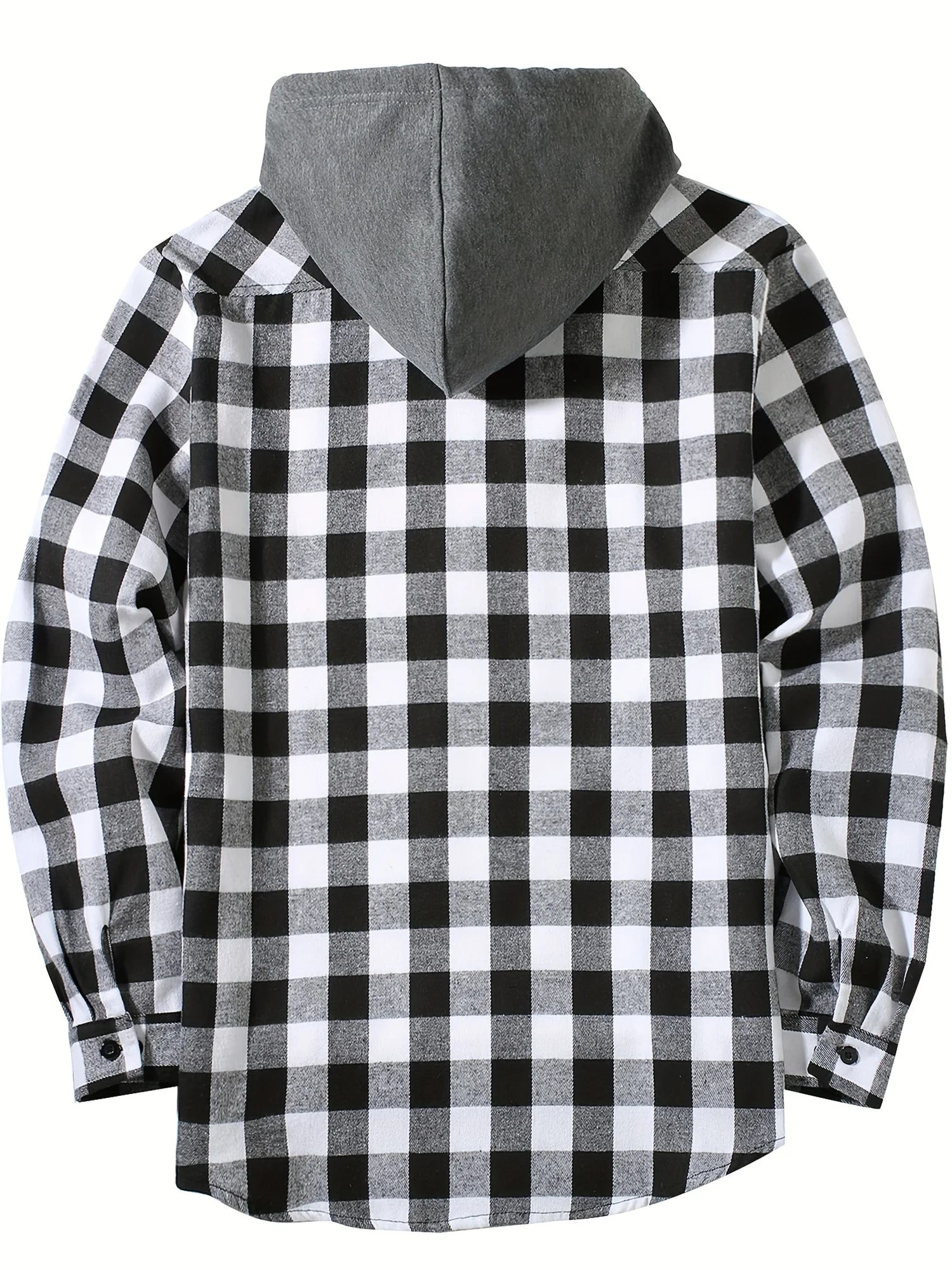 New Coat Spring and Autumn Men's Loose Plaid Hooded Shirt Large Size Fashion Casual Long sleeved Shirt Street StyleS-3XL