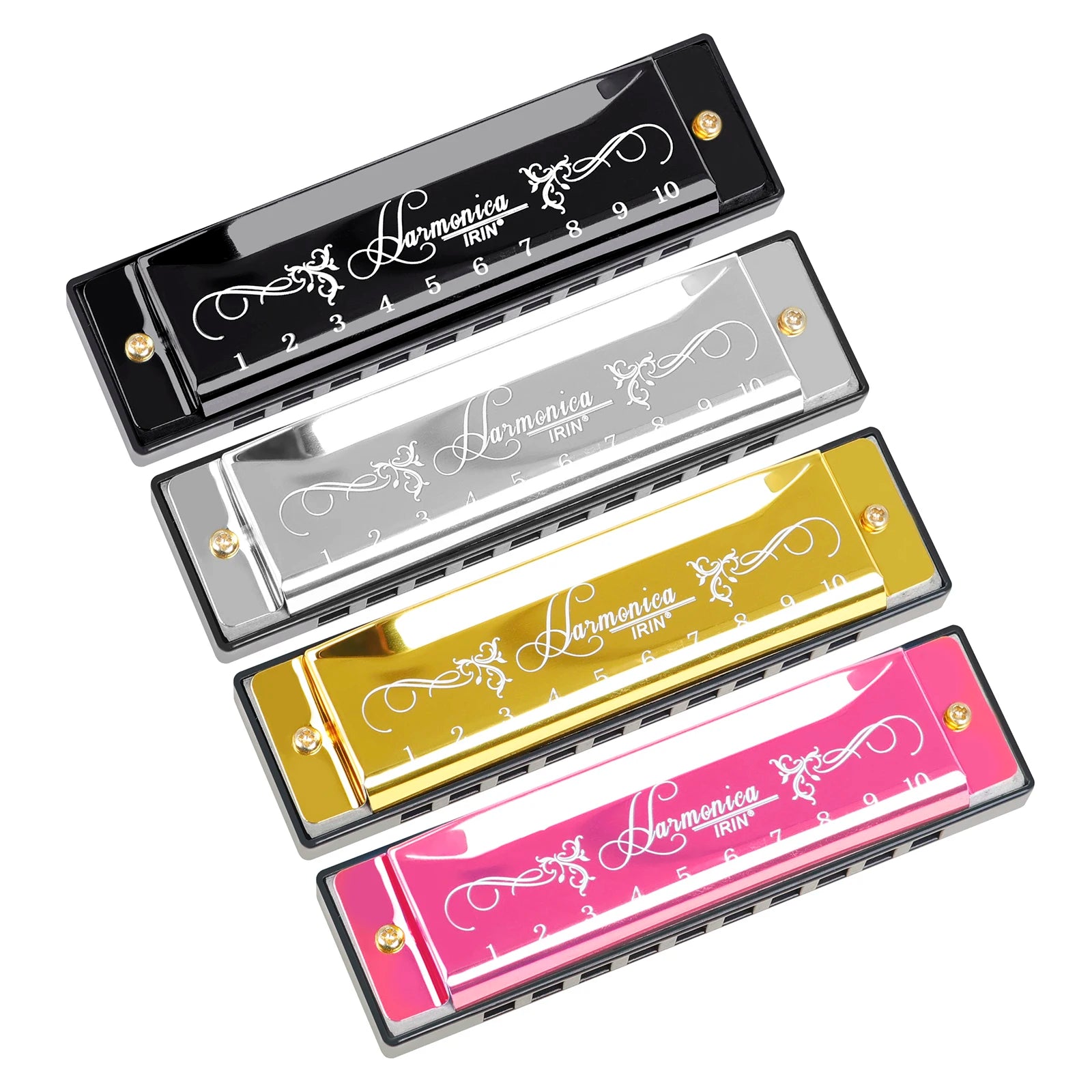 Professional 10 Hole 20 Tone Harmonica Color C Tone Harmonicas with Case Christmas Gift for Beginners Harmonica Hohner