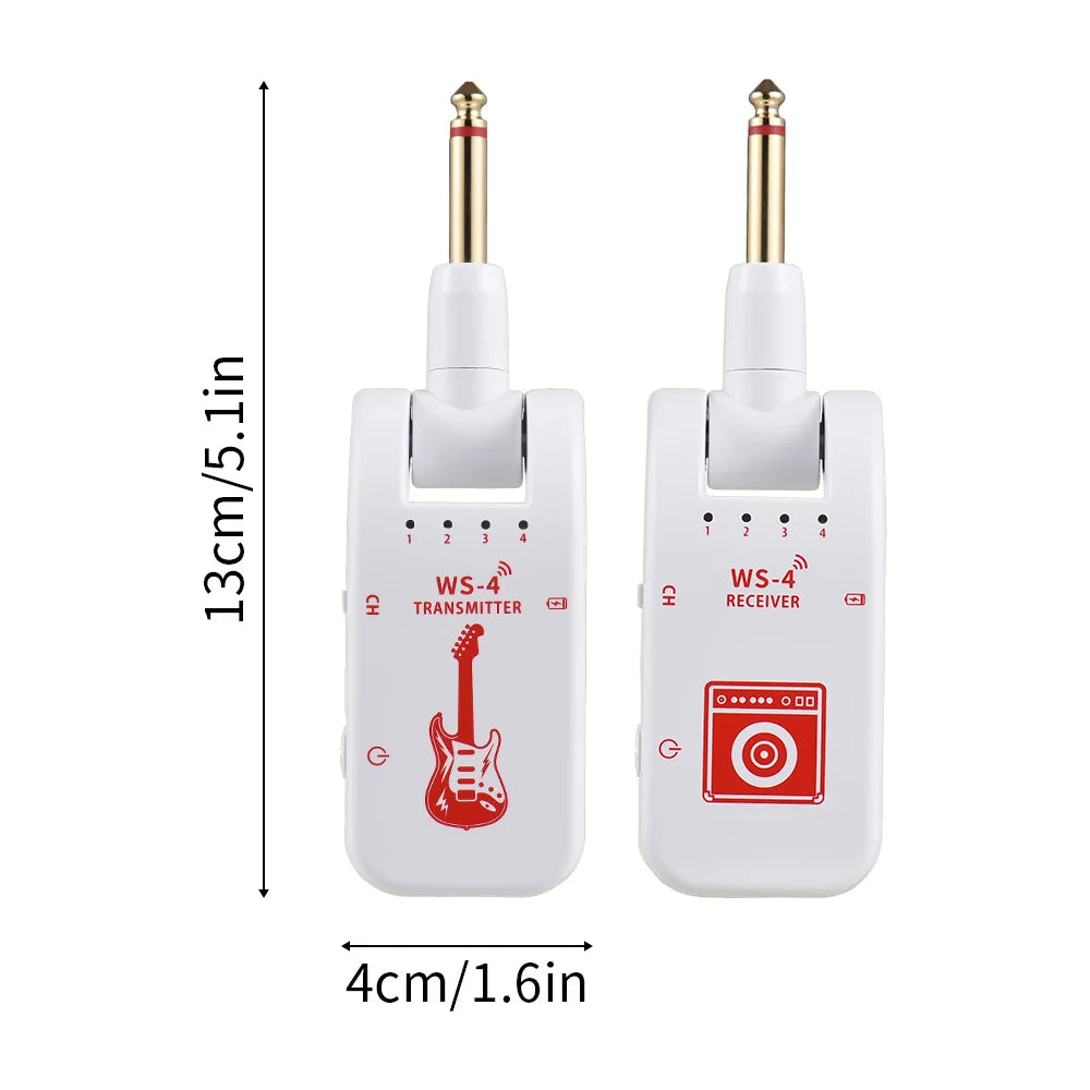 2.4G Wireless Guitar System Guitar Transmitter Receiver Set for Electric Guitar Bass 48K/16bit Real-time Transmission