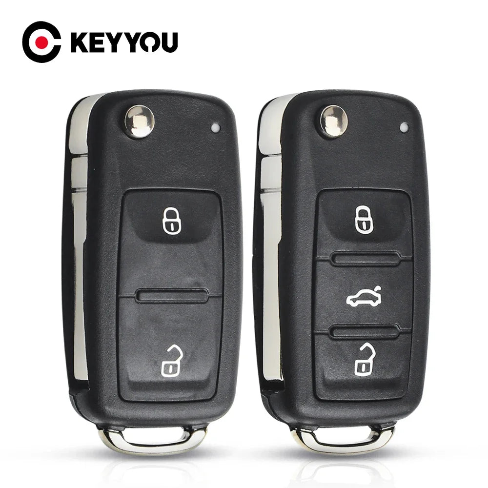 KEYYOU 2/3 buttons Folding Car key 5K0837202AD Key Flip key Shell for VW polo passat b5 Tiguan Golf VOLKSWAGEN Seat Skoda