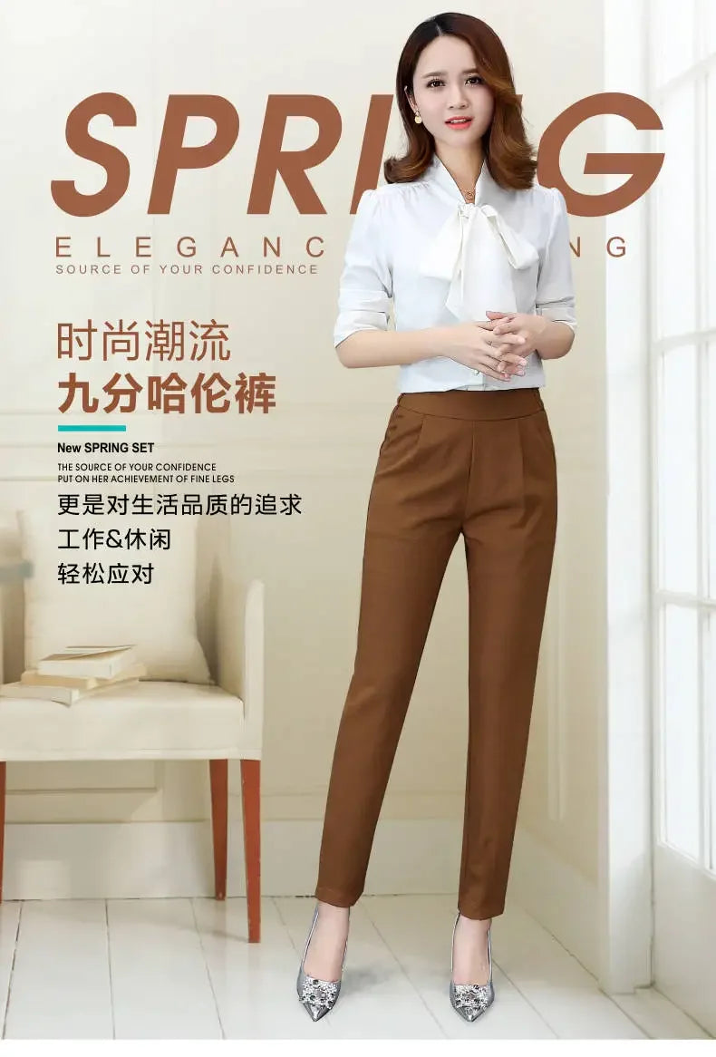 Women's High Waist Pants Spring and Summer Thin Stretch Women's Loose Trousers Casual Suit Pants Straight Office Ladies Clothes