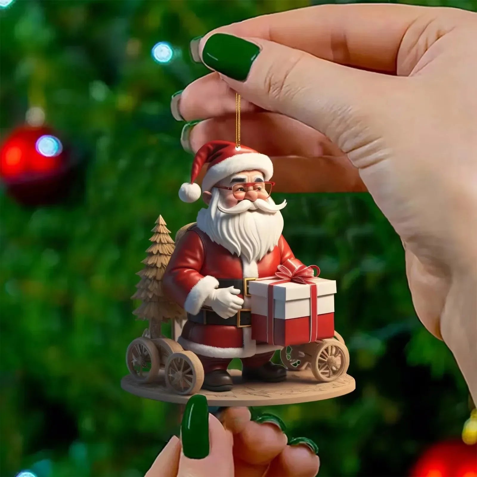 2D Acrylic Flat Christmas Tree Decoration Cartoon Santa Claus Snowman Doll Christmas Ornaments Joy 2025 Noel Party Decor