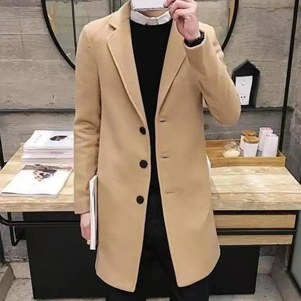 Men  Spring Trench Coat Korean Single-breasted Fashion Overcoat for Male Cardigan Long Windbreaker Streetwear Men Coat Outerwear