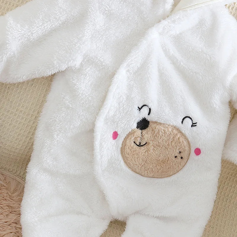 Autumn and Winter New Baby Plush Climbing Clothes Baby Warm and Thick Cartoon Dog Rabbit Cute Cotton Clothes for 0-2 Years