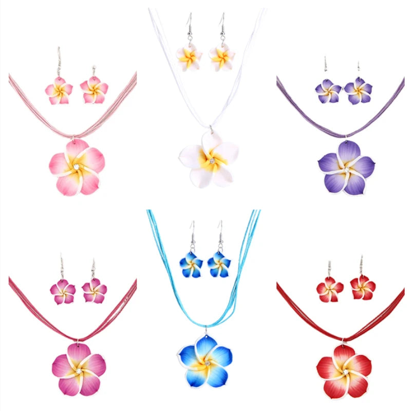 Polynesia Hawaiian Plumeria Dangle Earrings Handmade Soft Polymer Statement Drop Ear Rings Jewelry 2024 Flower Earring for Women