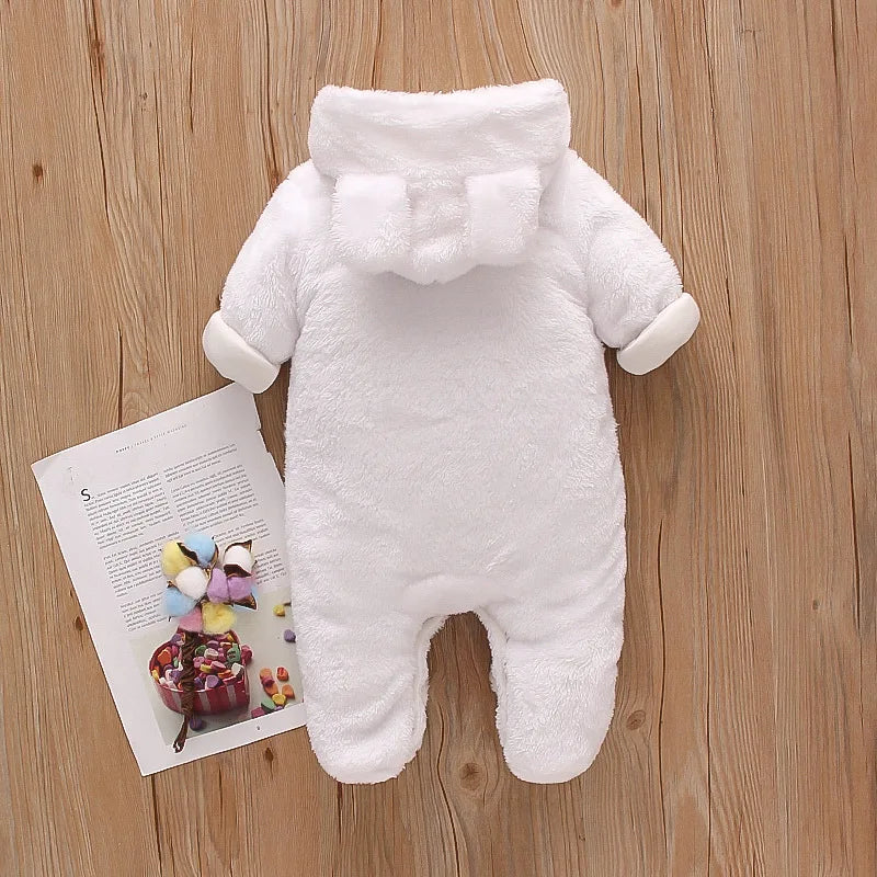 Autumn and Winter New Baby Plush Climbing Clothes Baby Warm and Thick Cartoon Dog Rabbit Cute Cotton Clothes for 0-2 Years