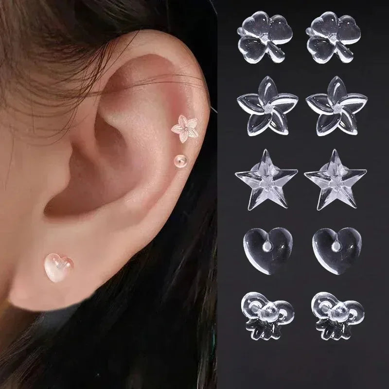 2/100Pcs Mini Resin Ear Studs for Women Anti-allergy Prevent Allergy Transparent Girls Invisible Cute Earring Piercing Jewelry