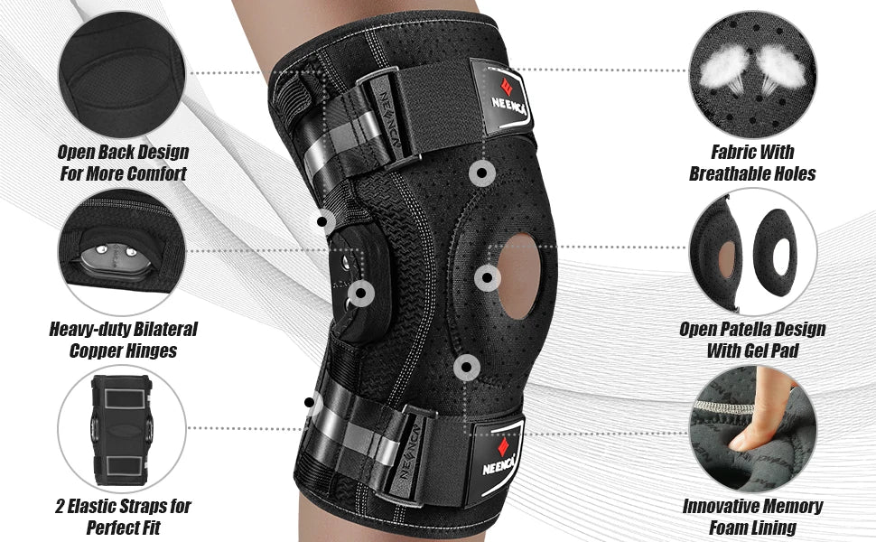 NEENCA Hinged Knee Brace for Knee Pain Knee Support with Side Stabilizers Joint Pain Relief Arthritis Meniscus Tear ACL PCL