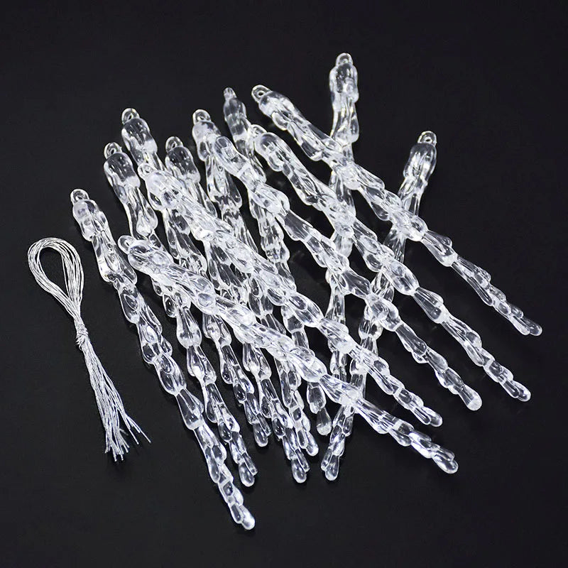 10pcs Christmas Clear Plastic Icicle Simulation Ice Christmas Tree Pendant Ornaments Christmas New Year Home Decoration Navidad