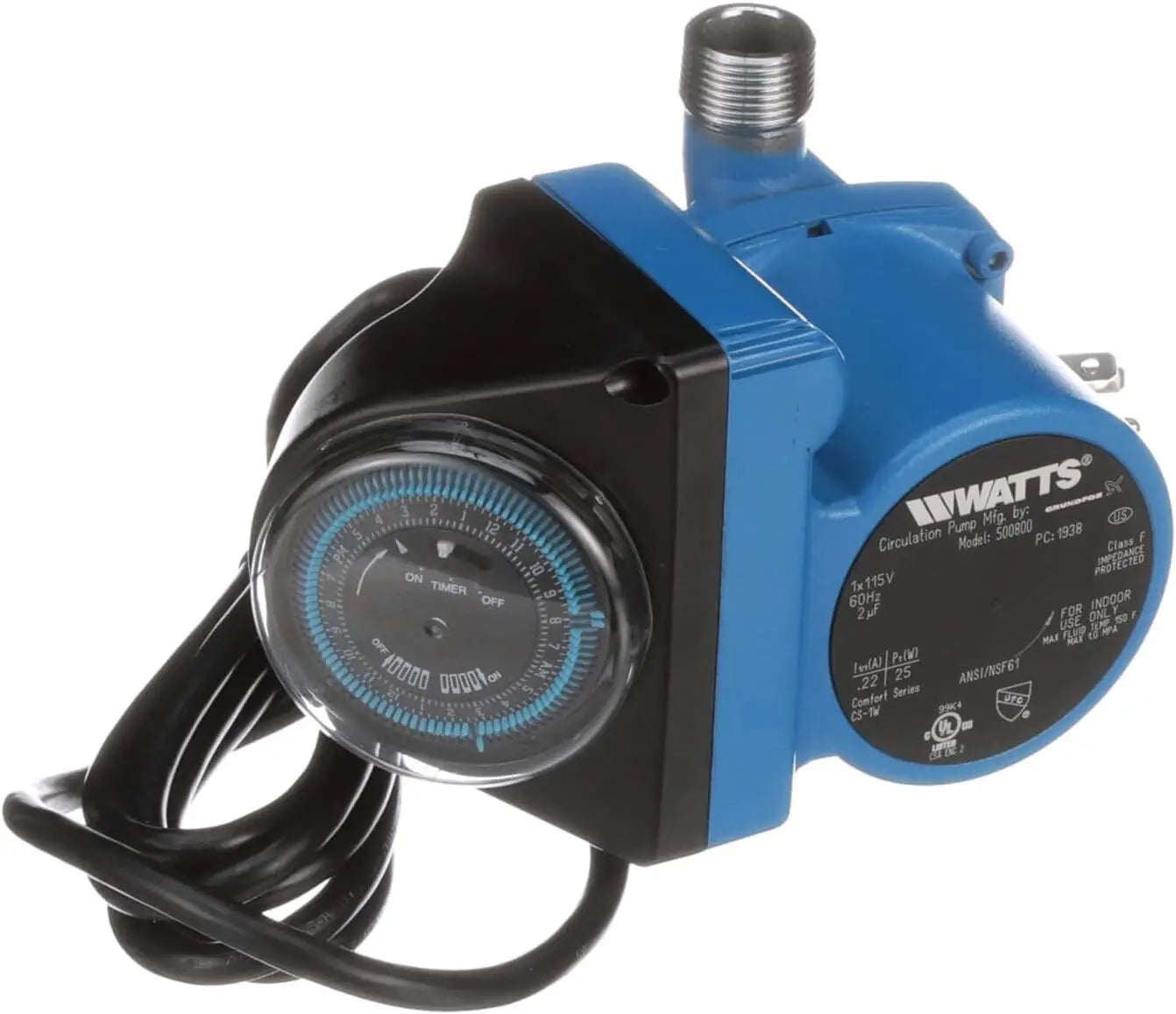 Hot Water Recirculating Pump System with Built-In Timer for Tank Water Heaters, 6.2 Inches x 6.0 Inches x 5.0