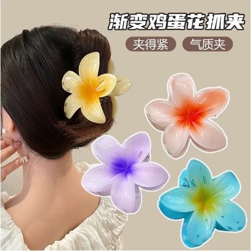 2024 New Fashion Women Flower Hair Clips Vacation Bohemia Egg Flower Hair Clips Barrettes Girls Large Hairpins Hair Accessories