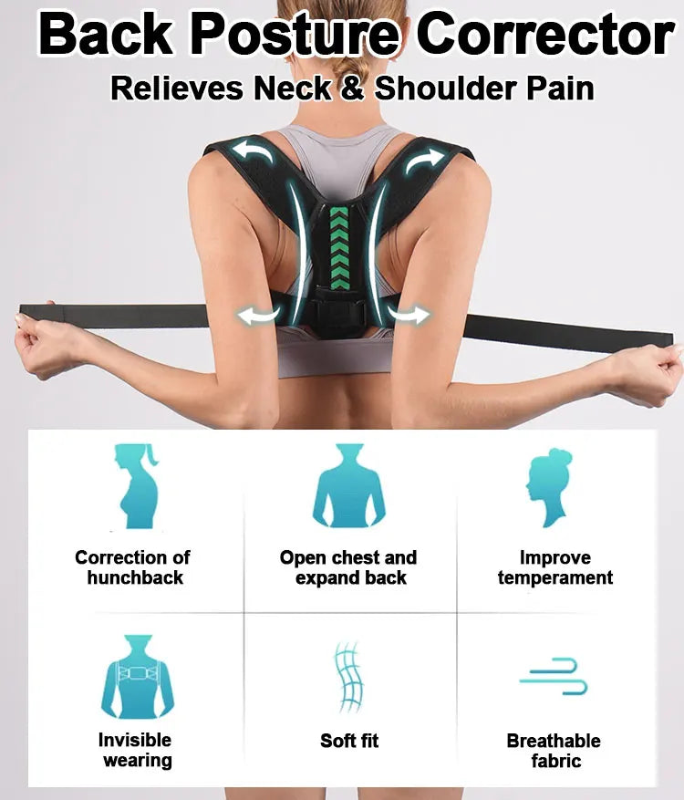 Posture Corrector For Men And Women - Adjustable Upper Back Brace For Clavicle Support | Neck, Back, Shoulder Pain Relief 1PC