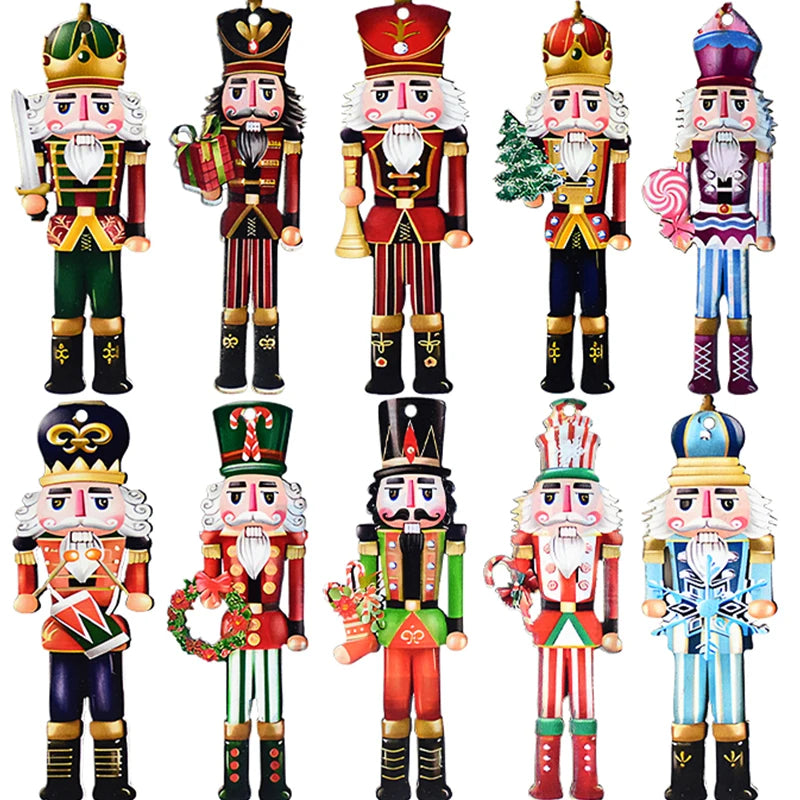 12Pcs Christmas Nutcracker Wooden Ornaments Nutcracker Soldier Wood Pendants Xmas Tree Hanging Decoration For Home 2025 New Year