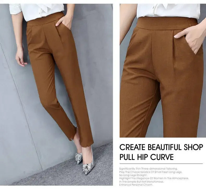 Women's High Waist Pants Spring and Summer Thin Stretch Women's Loose Trousers Casual Suit Pants Straight Office Ladies Clothes