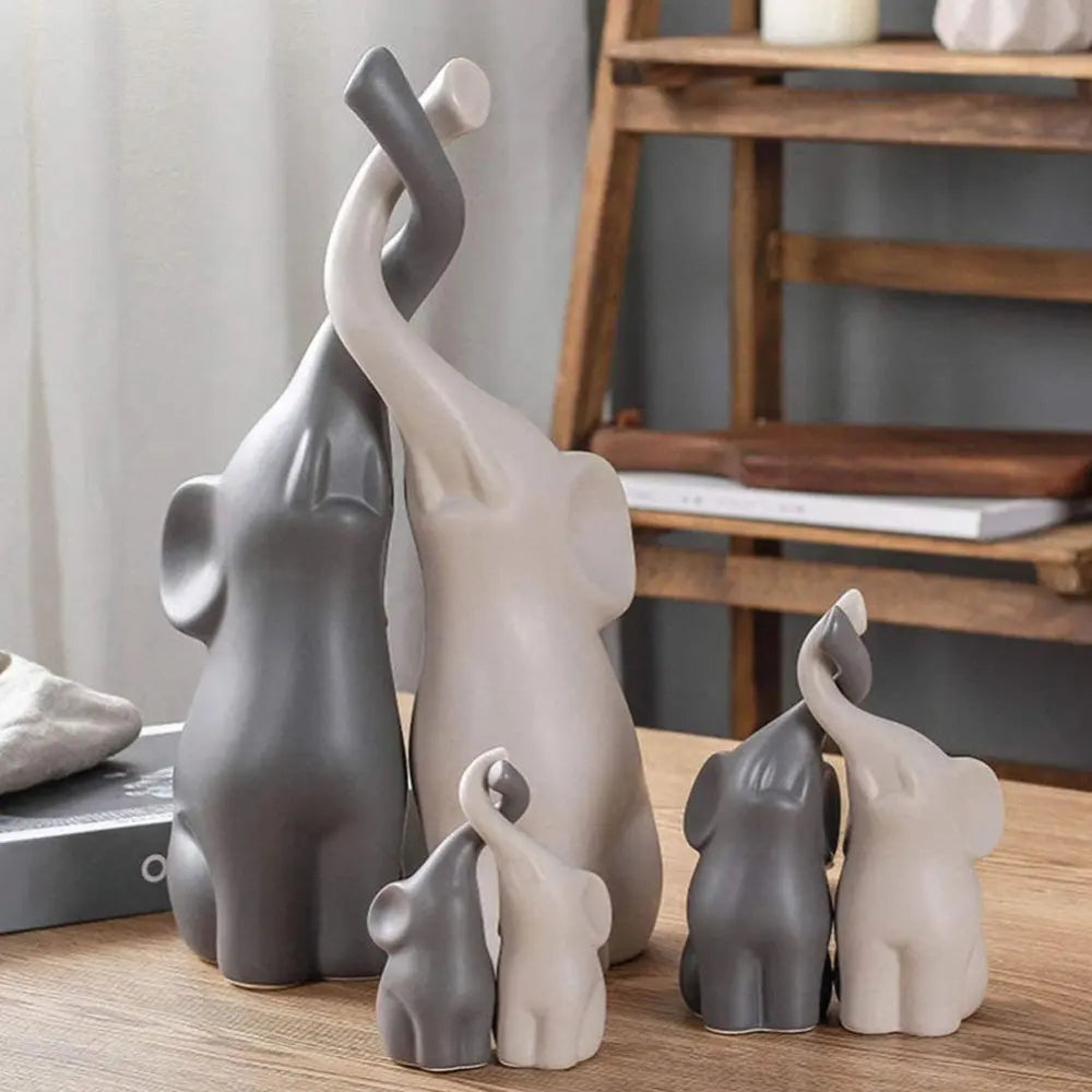 2pcs Ceramic Elephant Couples Figurines Miniatures Animal Ornaments Creative Figurines And Crafts Furnishings For Living Room