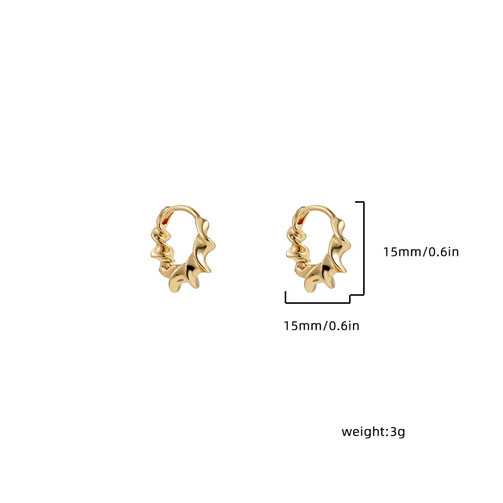 Punk Gold plated Chunky Irregular Hammered Hoop Earrings for Women Minimalist Geometric Twisted Polished Ear Ring Huggie Hoops