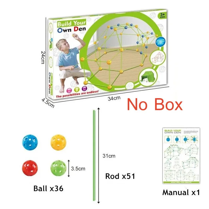 Kids Creative Fort Building Blocks Indoor Tent Brick Kit DIY Educational Building Castle Assembled Toys Ball Games Toy Gift