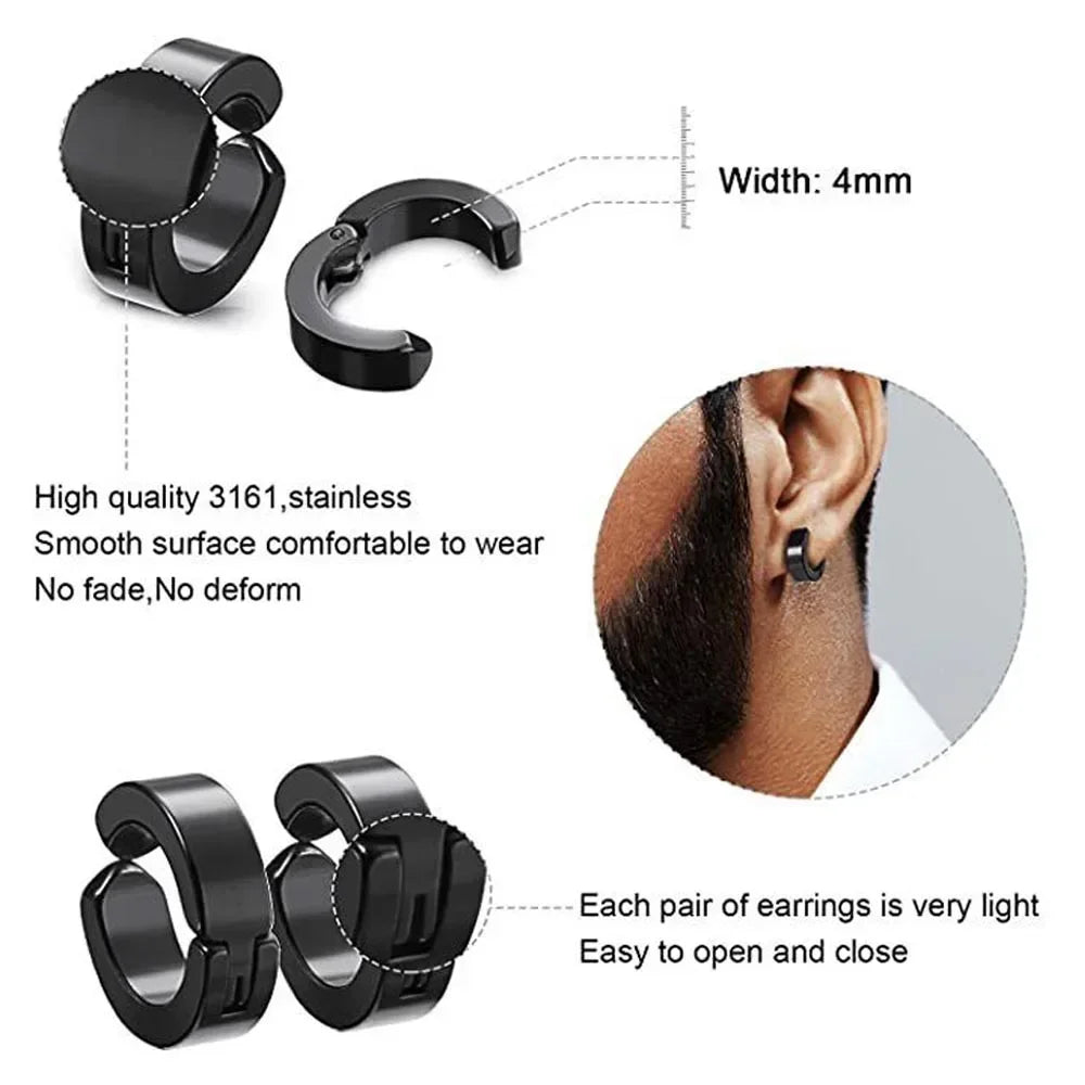 2pcs Punk Mens Strong Magnet Magnetic Ear Stud Set, Non Piercing Earrings Fake Cross Earrings Gift For Boyfriend Lover Jewelry