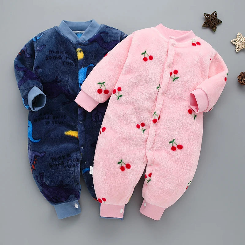 Newborn Baby Spring Winter Clothes Infant Jacket for Girls Jumpsuit for Boys Soft Flannel Bebe Romper Baby Clothes 0-18 Month