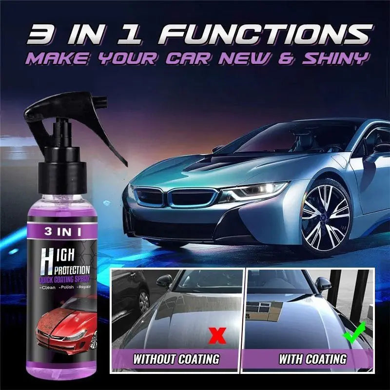 100ML 3 in 1 High Protection Quick Coating Spray Car Wax Polish Spray Car Shield Coating Cleaning Nano Polishing Paint Wax