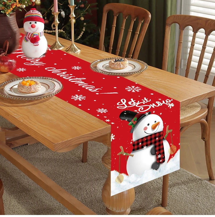 2024 Christmas Table Runners Merry Christmas Decoration for Home Tablecloth Table Cover Xmas Gifts Navidad Noel New Year 2025