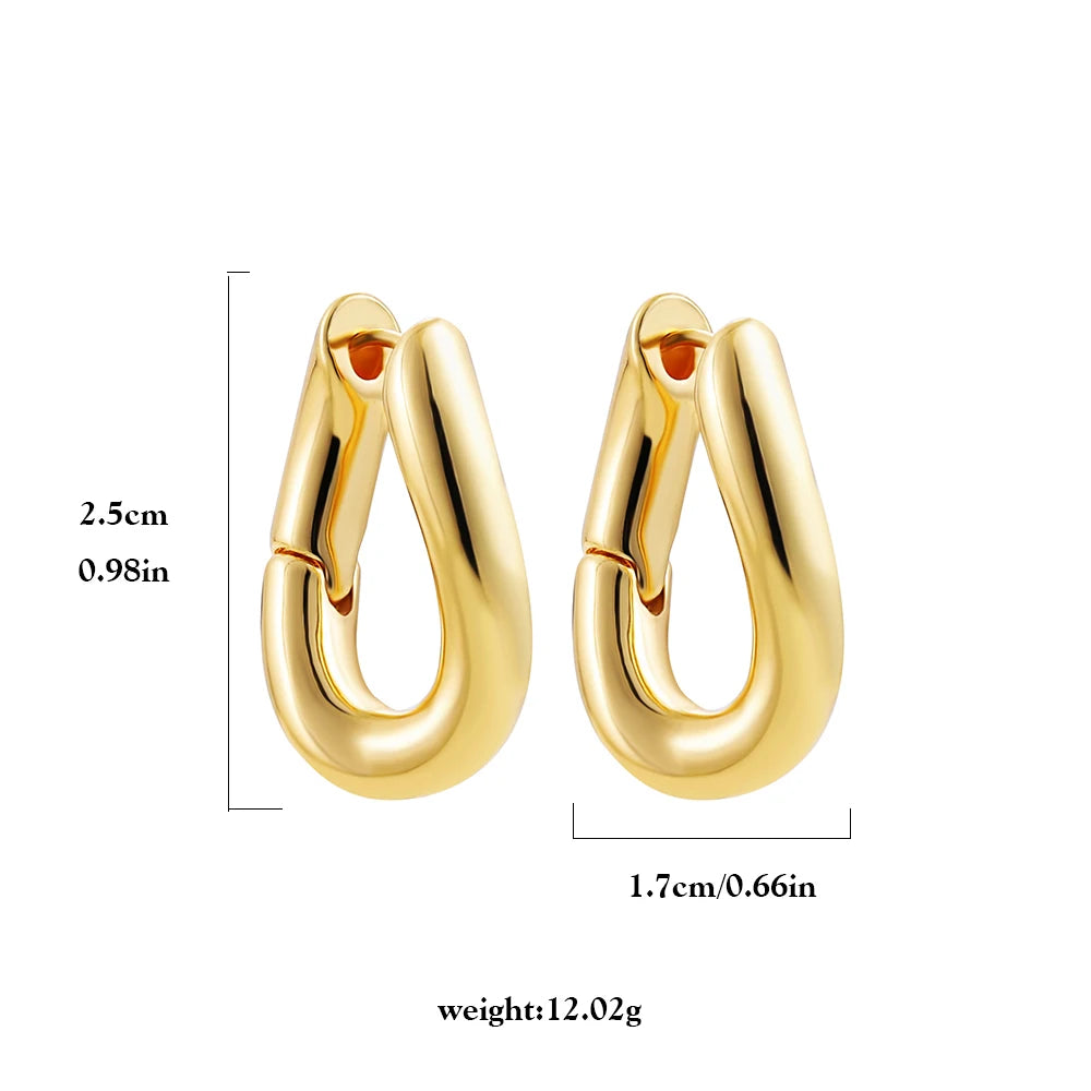 Punk Gold plated Chunky Irregular Hammered Hoop Earrings for Women Minimalist Geometric Twisted Polished Ear Ring Huggie Hoops