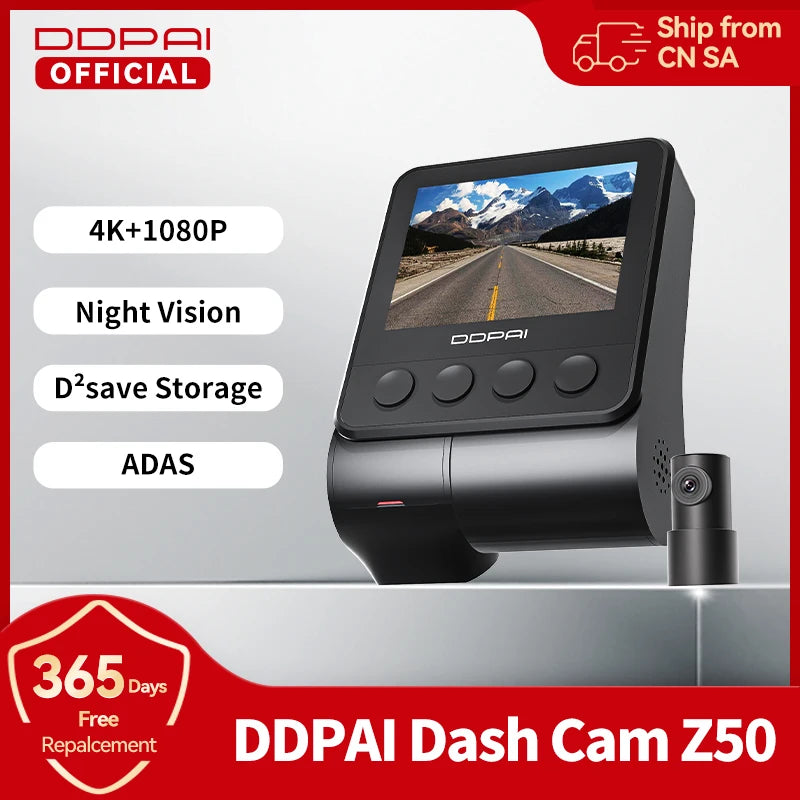 DDPAI Dash Cam Z50 Front and Rear 4K Cam Car Camera with 4K  Built-in WiFi GPS ADAS Dual Dash Camera Car DVR Support Rear Cam