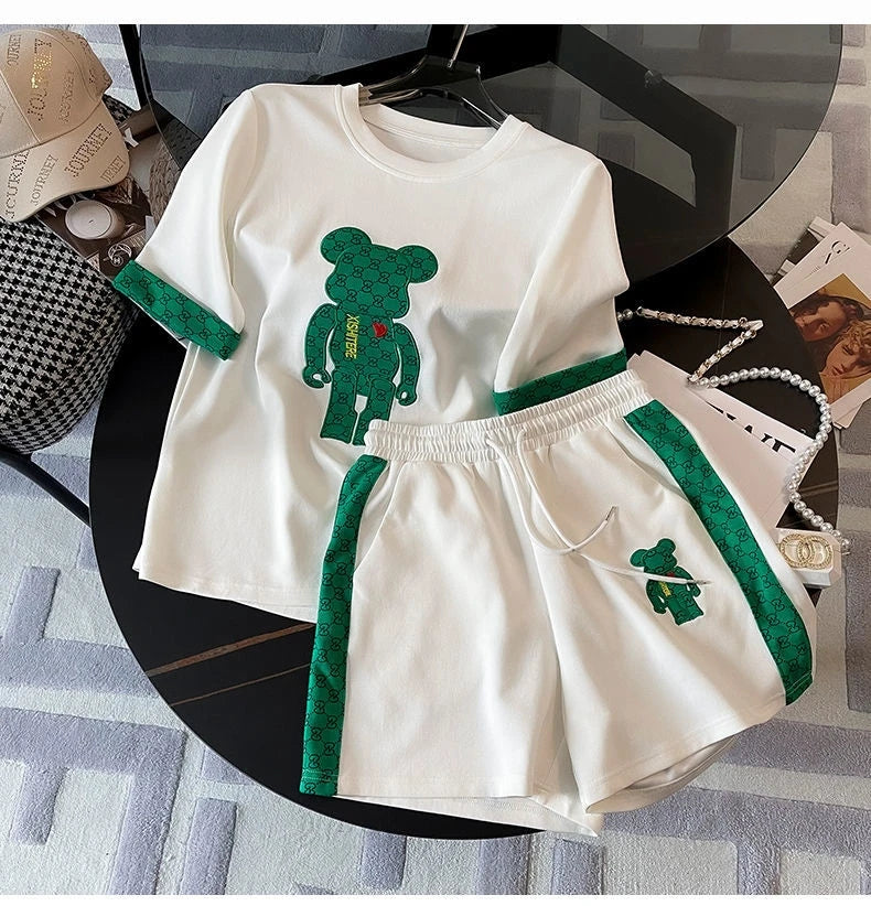 New Cartoon Cotton Pajamas for Women Long Pants Short Sleeved Sleepwear Summer Spring Loungewear Fashion Home Clothing Homewear