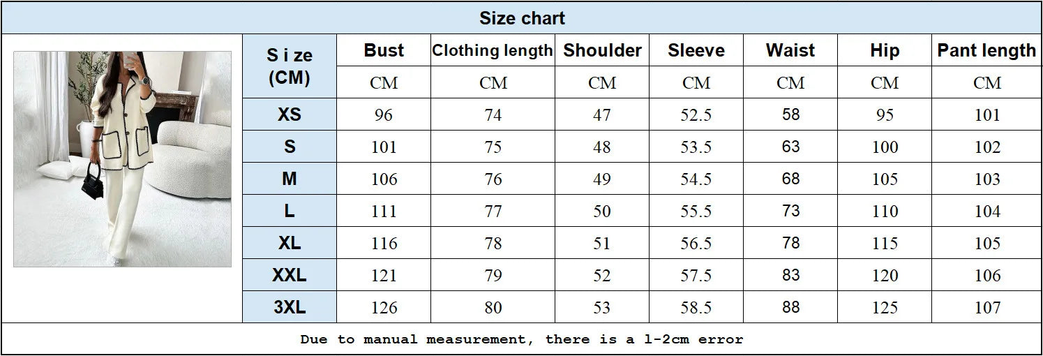 Autumn Suit Shirt And Blouses Cardigan Top Straight Long Pant Luxury 2-Piece Set Casual Elegant Women Fashion All-Match Clothes