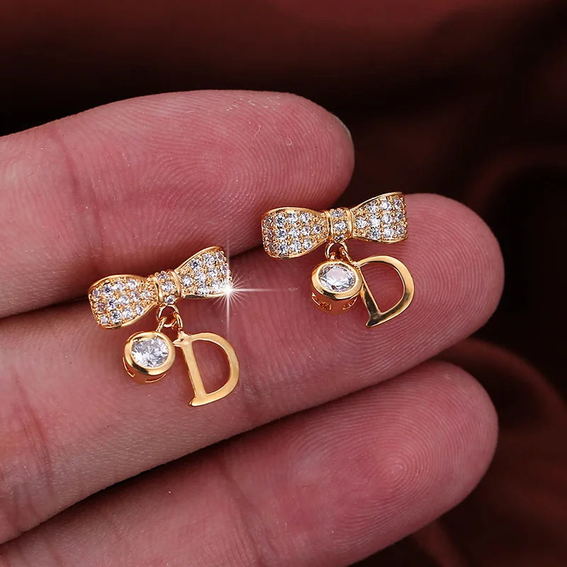 Japanese Korean Fashion Delicacy High Quality Lettered D Ear Stud Friends Banquet Wear BEEKING WOMEN'S Jewelry Earrings 2022