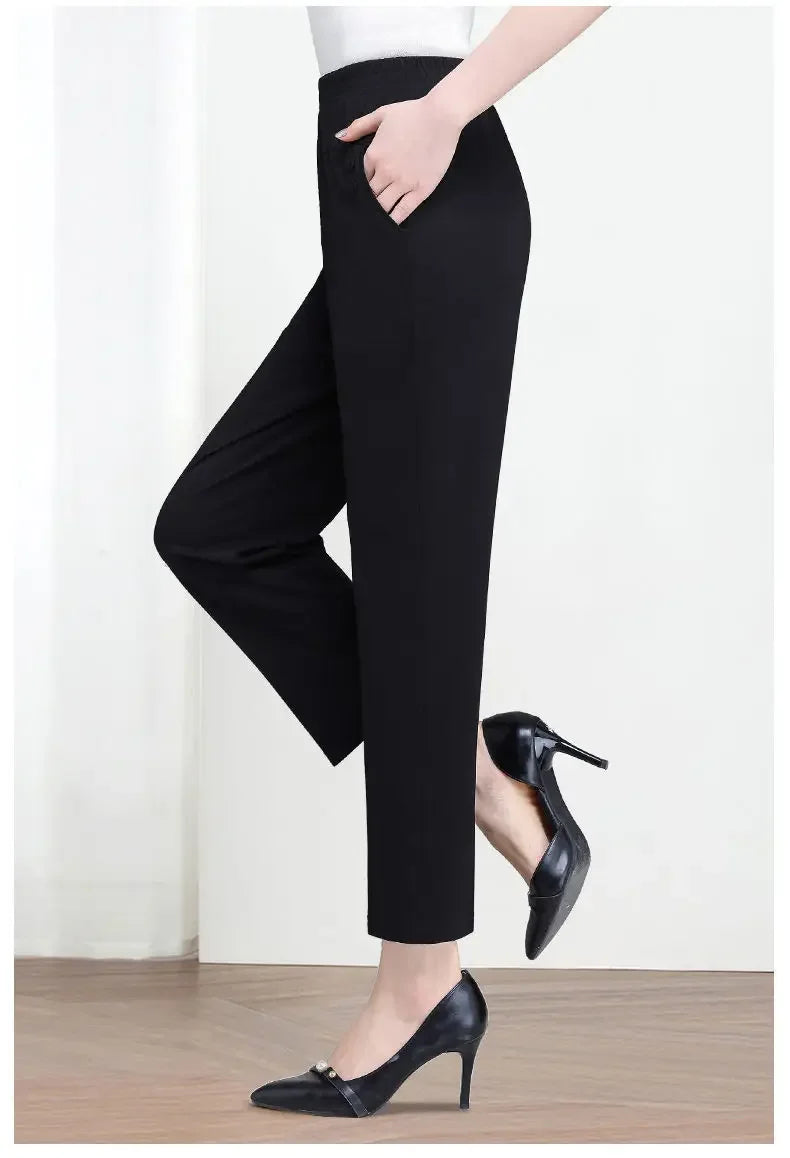 Women's High Waist Pants Spring and Summer Thin Stretch Women's Loose Trousers Casual Suit Pants Straight Office Ladies Clothes