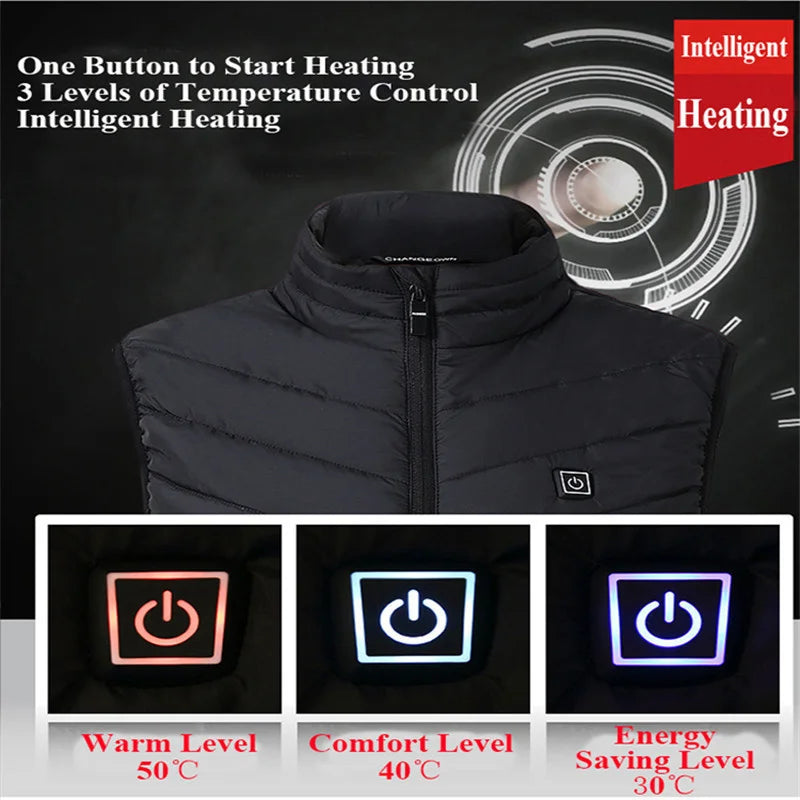 17/13/9 Areas Usb Heated Jacket Men Women Electric Heated Vest Heating Vest Heated Bodywarmer Usb Inner Heat Vest Veste