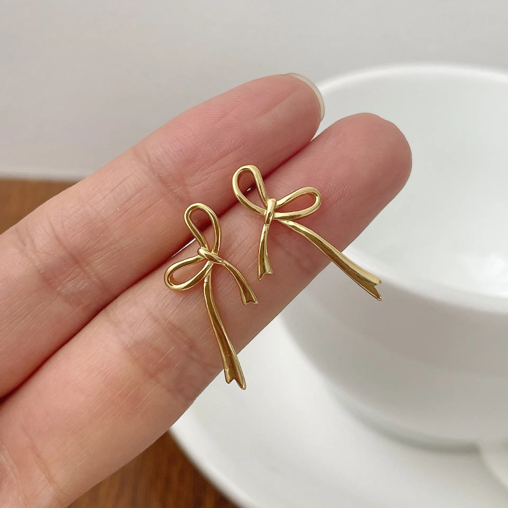 18K Gold Plated Y2K Bow Earrings For Women Stud Nail Fashion Cute Jewelry Piercing Ear Accessories Christmas Gift Aretes